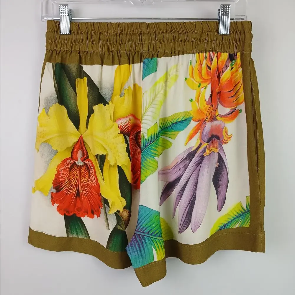 Lenny Niemeyer Women's SZ M Carres Floral Elastic Drawstring Shorts